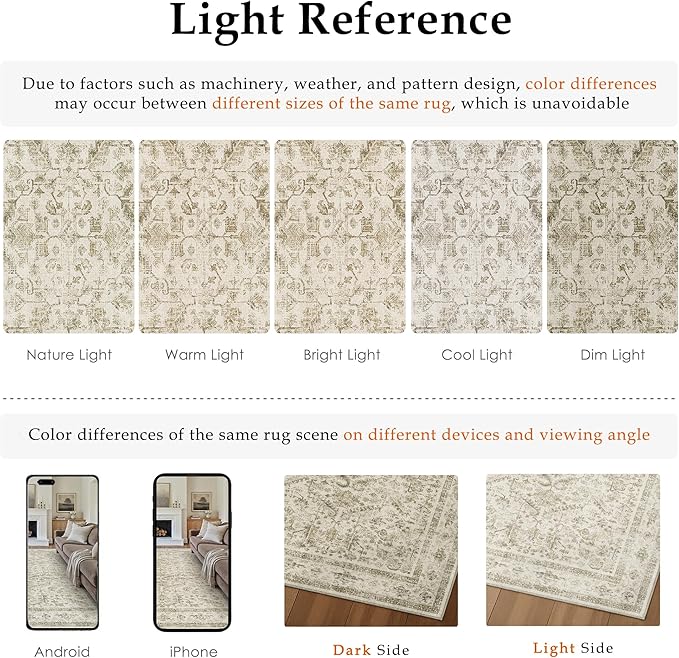 Taupe 2x8 Runner Rug Vintage Area Carpet Hallway Indoor Kitchen Washable Low - Image 7