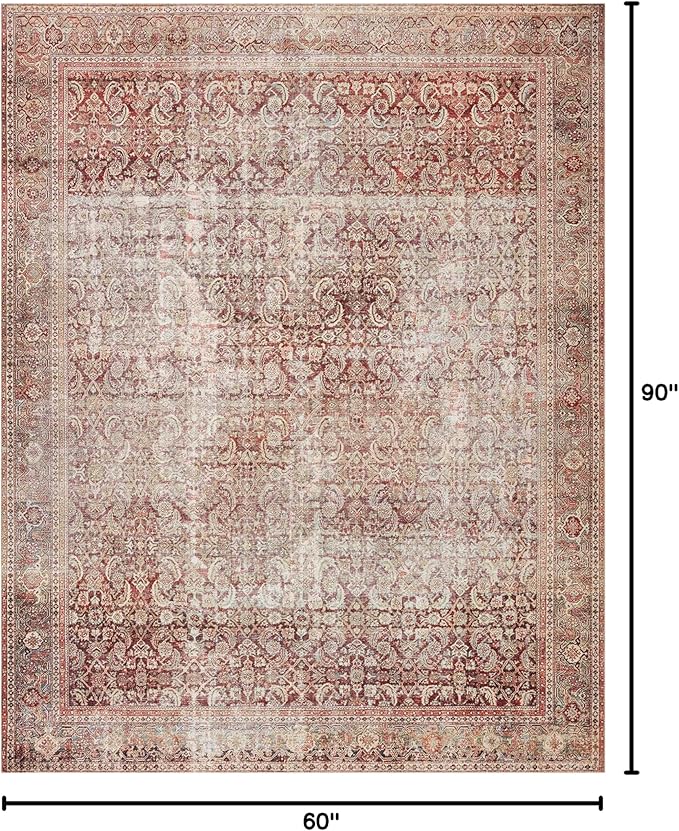 Loloi Layla Collection LAY-11 Cinnamon/Sage 5'-0" x 7'-6" .13" Thick Area Rug - Image 2