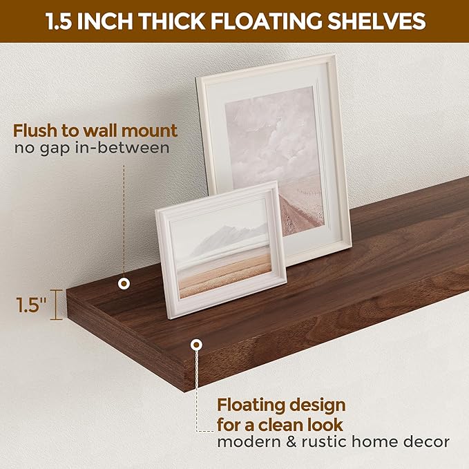 40 Inch Floating Shelves for Wall, 9.3 Inch Deep Shelves for Books & Decor - Image 6
