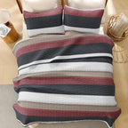 Litanika Quilt Queen Size Black and Red, Stripe Patchwork Summer Bedspread - Image 3