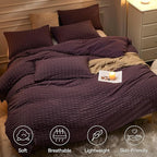 JELLYMONI Purple Duvet Cover Full Size, Soft Breathable Seersucker Duvet Cover - Image 2