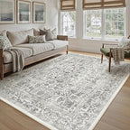 Black Area Rug 5x7 Machine Washable Vintage Living Room Distressed Non Slip by PureCozy