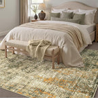 Area Rug 6x9 Brown Washable Non-Slip Lightweight Floral Vintage Distress Print - Image 7