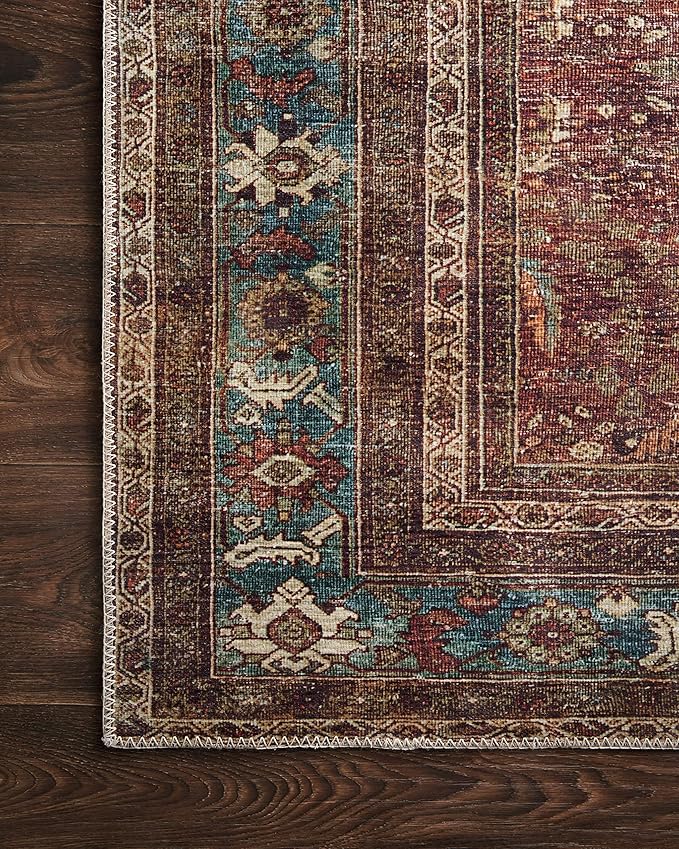 Loloi Layla Collection LAY-01 Brick/Blue 2'-6" x 12'-0" .13" Thick Runner Rug - Image 6