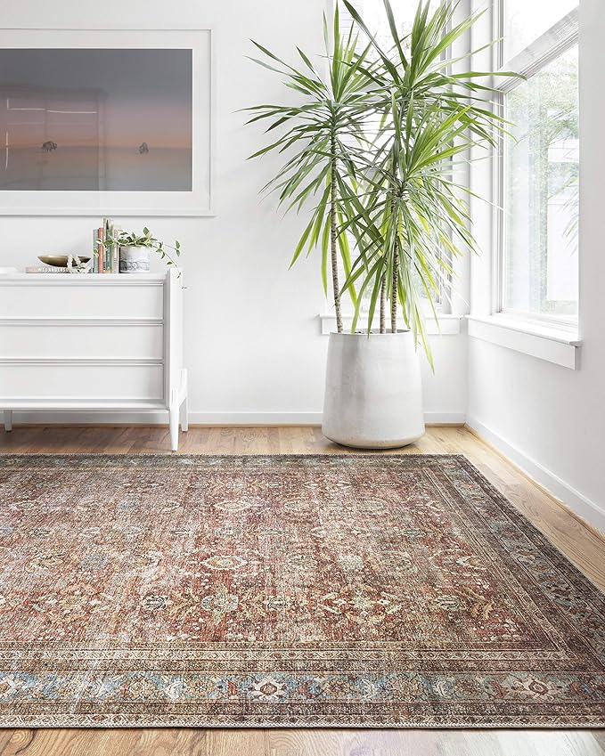 Loloi Layla Collection LAY-01 Brick/Blue 2'-6" x 12'-0" .13" Thick Runner Rug - Image 11