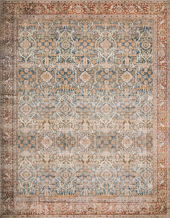 Loloi Layla Collection LAY-04 Ocean/Rust 2'-3" x 3'-9" .13" Thick Accent Rug - Image 6