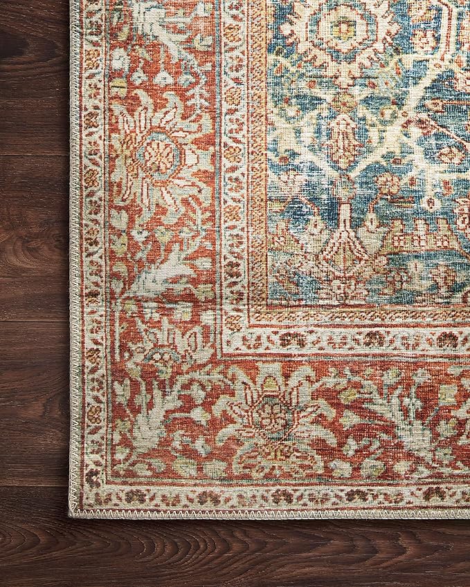 Loloi Layla Collection LAY-04 Ocean/Rust 2'-3" x 3'-9" .13" Thick Accent Rug - Image 8