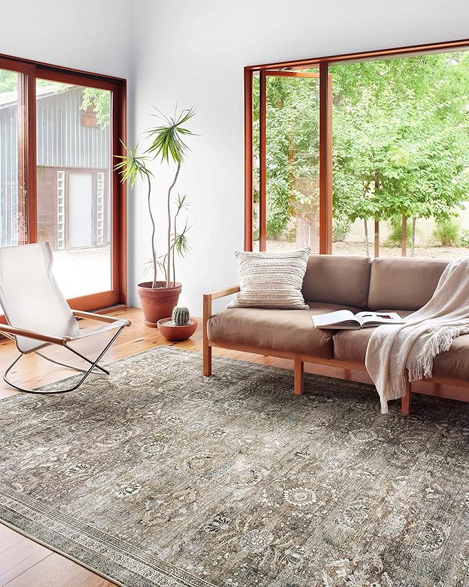 Loloi Layla Collection LAY-13 Antique/Moss 3'-6" x 5'-6" .13" Thick Accent Rug - Image 3