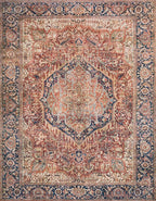 Loloi Layla Collection LAY-08 Red/Navy 3'-6" x 5'-6" .13" Thick Accent Rug - Image 3