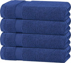 White Classic Navy Blue Bath Towels 27x54 Inch, Cotton Towel Set by WhiteClassic