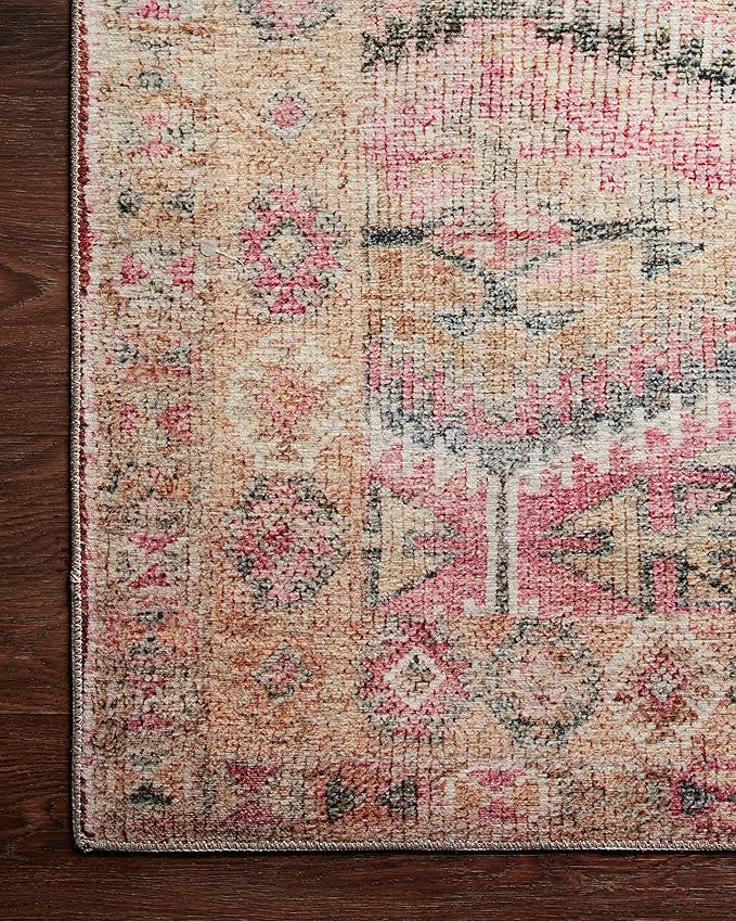 Loloi Layla Collection LAY-17 Pink/Lagoon 2'-6" x 9'-6" .13" Thick Runner Rug - Image 6