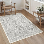 Black Area Rug 4x5 Office Entryway Rug Machine Washable Kitchen Vintage - Image 6