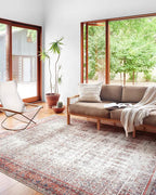 Loloi Layla Collection LAY-12 Ivory/Brick 5'-0" x 7'-6" .13" Thick Area Rug by Loloi
