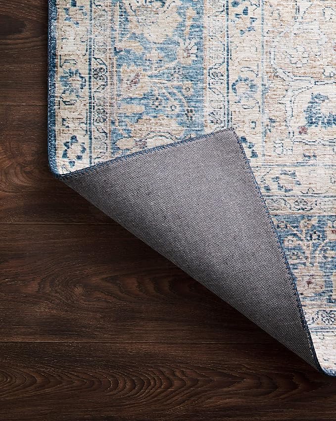Loloi Layla Collection LAY-07 Blue/Tangerine 2'-6" x 9'-6" .13" Thick Runner Rug - Image 7