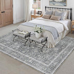 Blue 8x10 Area Rug Non Slip Large Vintage Living Room Distressed Machine - Image 5
