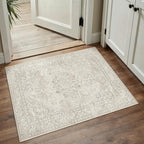 Beige 2x3 Area Rug Washable Vintage Small Carpet by PureCozy