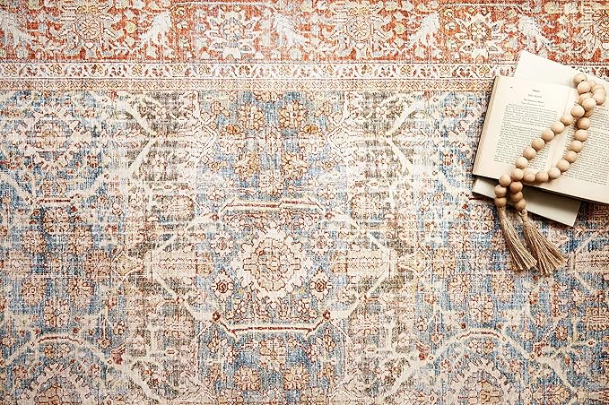 Loloi Layla Collection LAY-04 Ocean/Rust 2'-6" x 12'-0" .13" Thick Runner Rug - Image 3