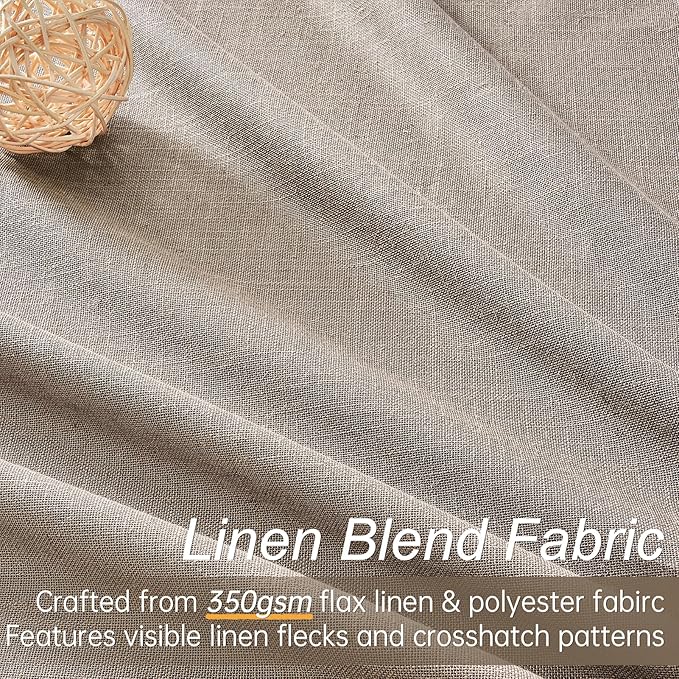 Topfinel 94 Inches Long Taupe Flax Custom Blackout Linen Curtains, Viral Ivory - Image 4