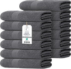 Commercial Bulk Pack of 12 Large Bath Towels – 100% Cotton Terry 24" x 50" – by TEXCRAFT