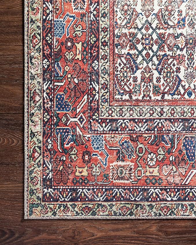 Loloi Layla Collection LAY-12 Ivory/Brick 5'-0" x 7'-6" .13" Thick Area Rug - Image 7