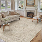Brown 8x10 Area Rug Washable Vintage Carpet - Image 7