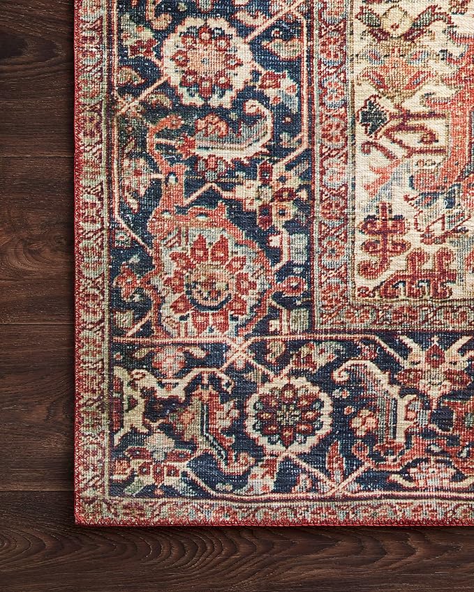 Loloi Layla Collection LAY-08 Red/Navy 2'-6" x 12'-0" .13" Thick Runner Rug - Image 5