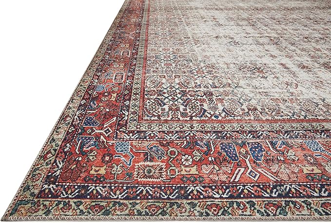 Loloi Layla Collection LAY-12 Ivory/Brick 5'-0" x 7'-6" .13" Thick Area Rug - Image 3