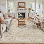 Brown 8x10 Area Rug Washable Vintage Carpet by PureCozy