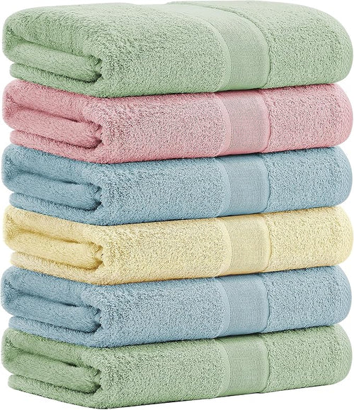 Aibaser Viscose from Bamboo and Cotton Bath Towels Set of 6-27x54 Inch Ultra by Aibaser