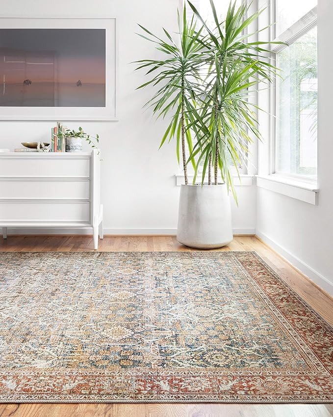 Loloi Layla Collection LAY-04 Ocean/Rust 2'-3" x 3'-9" .13" Thick Accent Rug by Loloi