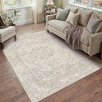 Beige 3x5 Area Rug Washable Vintage Carpet - Image 3