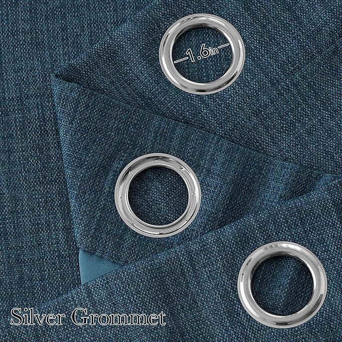 NICETOWN Faux Linen Stone Blue Blackout Curtains 84 inches Long - Image 2