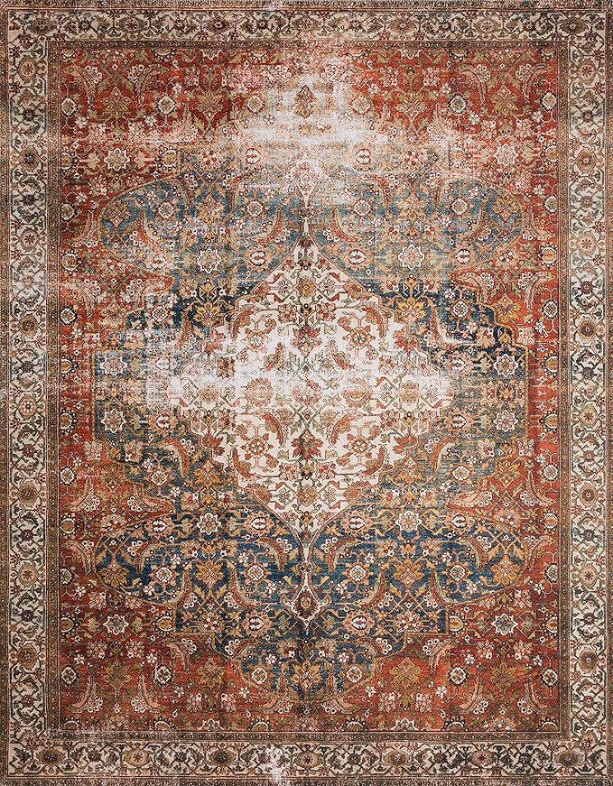 Loloi Layla Collection LAY-05 Ocean/Multi 5'-0" x 7'-6" .13" Thick Area Rug - Image 3