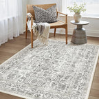 Black Area Rug 4x6 Office Entryway Rug Machine Washable Kitchen Vintage - Image 5