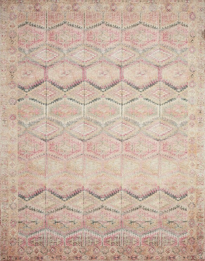 Loloi Layla Collection LAY-17 Pink/Lagoon 2'-6" x 9'-6" .13" Thick Runner Rug - Image 2