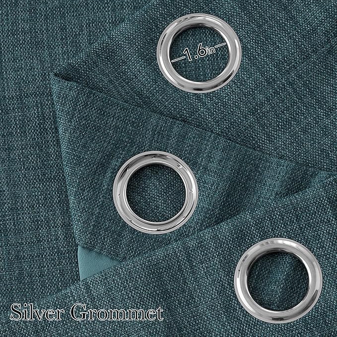 NICETOWN Faux Linen Greyish Green Blackout Curtains 84 inches Long - Image 2