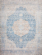 Loloi Layla Collection LAY-07 Blue/Tangerine 3'-6" x 5'-6" .13" Thick Accent Rug - Image 3