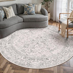 Grey Round Area Rug 5ft Entryway Door Mat Small Circle 5x5 Kitchen Vintage by PureCozy