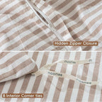 MooMee Striped Duvet Cover Set 100% Washed Cotton Linen Like Textured - Image 7