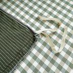 PinkMemory Green Striped Duvet Cover Queen 100% Washed Cotton Olive Green - Image 7