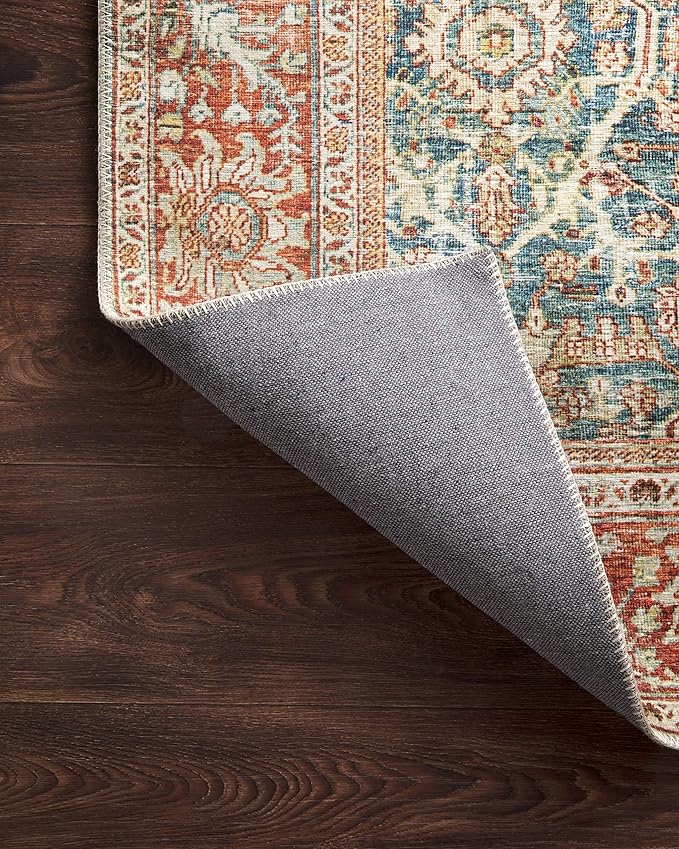 Loloi Layla Collection LAY-04 Ocean/Rust 2'-6" x 12'-0" .13" Thick Runner Rug - Image 8