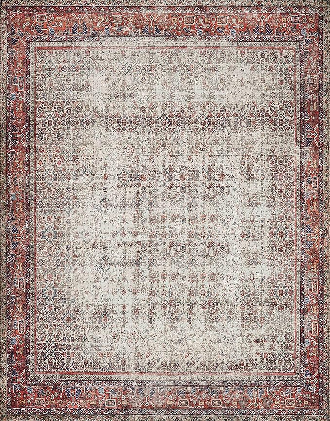 Loloi Layla Collection LAY-12 Ivory/Brick 5'-0" x 7'-6" .13" Thick Area Rug - Image 4